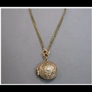 Locket style pendant 15” brass color necklace